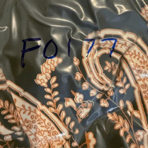 ILLA ILLA Sleeveless Short Romper Navy Blue Rust Paisley Lace Trim Size Small - Picture 7 of 7